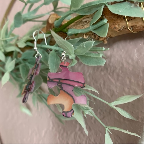 Handmade puzzle earrings - Picture 6 of 11